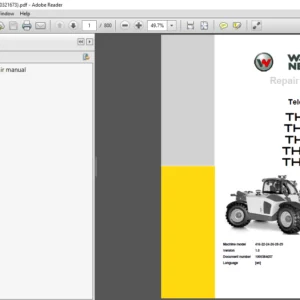 Wacker Neuson Telehandlers TH744 TH750 TH755 TH942 TH955 Repair Manual - PDF DOWNLOAD