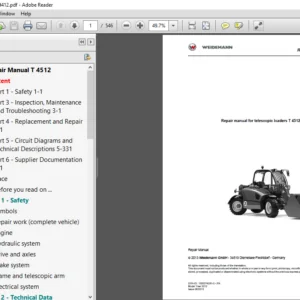 Weidemann Telescopic Loader T4512 Service Repair Manual - PDF DOWNLOAD