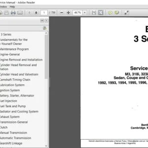 1992-1998 BMW 3 Series M3, 3181, 3231, 3251, 3281 Sedan, Coupe and Convertible Service Manual - PDF DOWNLOAD