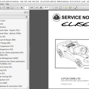 1996 - 2000 Lotus Elise Diy Factory Service Manual - PDF DOWNLOAD