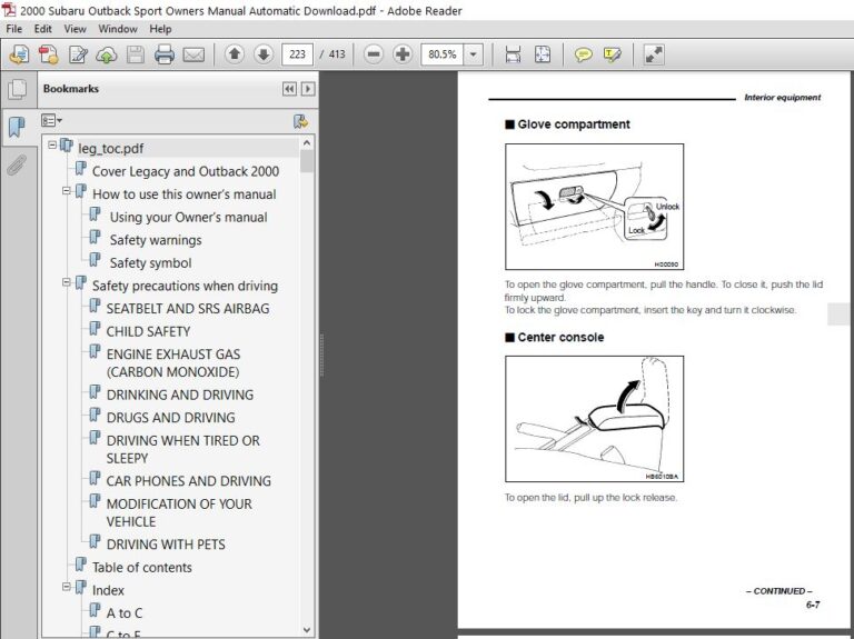 2000 Subaru Outback Sport Owners Manual - Pdf Download - Heydownloads 