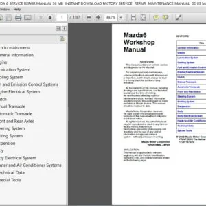 2002 - 2003 Mazda6 Factory Workshop Repair Manual - PDF DOWNLOAD