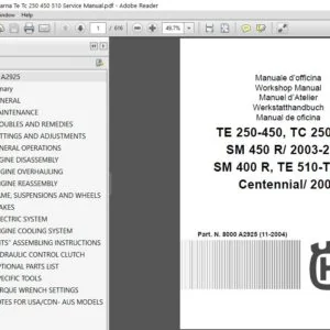 2003-2004 Husqvarna Te Tc 250 450 510 Service Manual - PDF DOWNLOAD