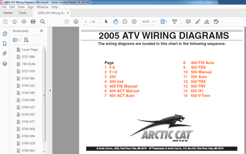 2005 Arctic Cat ATV Wiring Diagrams Manual - PDF DOWNLOAD