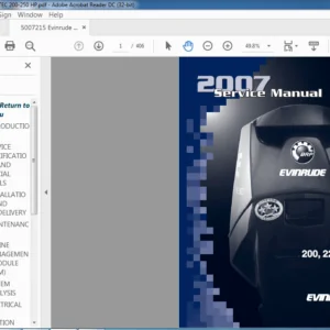 2007 Evinrude 200 225 250 HP Service Manual -  PDF DOWNLOAD