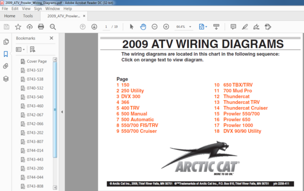 2009 Arctic Cat ATV Wiring Diagrams Manual - PDF DOWNLOAD