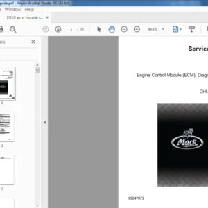 Mack Engine Control Module (ECM), Diagnostic Trouble Code (DTC) Truck Service Information Manual - PDF DOWNLOAD