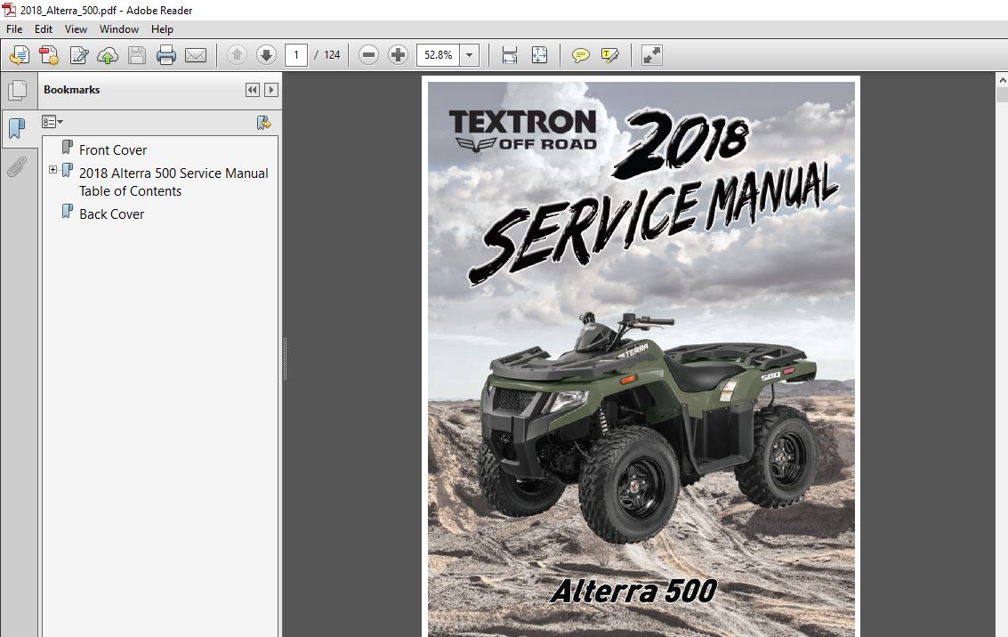 18 Arctic Cat Alterra 500 Atv Service Manual Pdf Download Heydownloads Manual Downloads