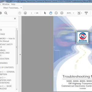 Allison Transmission 5000, 6000, 8000, 9000 Series Troubleshooting Manual - PDF DOWNLOAD