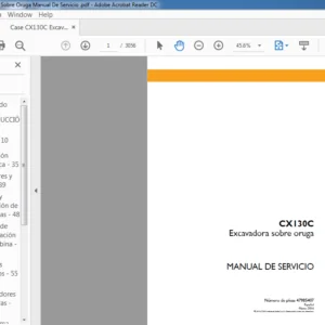 Case CX130C Excavadora Sobre Oruga Manual De Servicio  - PDF DOWNLOAD