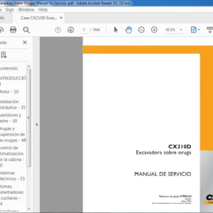 Case CX210D Excavadora Sobre Orugas Manual De Servicio  - PDF DOWNLOAD