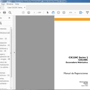 Case CX220C Series 2 CX240C Excavadora Hidráulica Manual De Reparaciones  - PDF DOWNLOAD