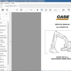 Case CX235C SR Tier 4 Escavadora Sobre Orugas Service Manual - PDF DOWNLOAD