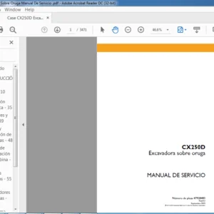 Case CX250D Excavadora Sobre Oruga Manual De Servicio - PDF DOWNLOAD