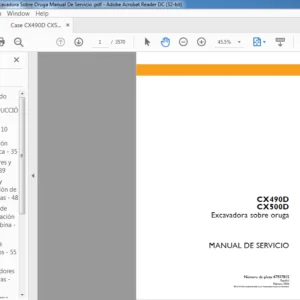 Case CX490D CX500D Excavadora Sobre Oruga Manual De Servicio - PDF DOWNLOAD