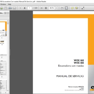 Case WX168 WX188 Excavadora Con ruedas Manual De Servicio   -  PDF DOWNLOAD