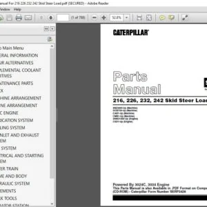Caterpillar 216 226 232 242 Skid Steer Loader Parts Manual - PDF DOWNLOAD