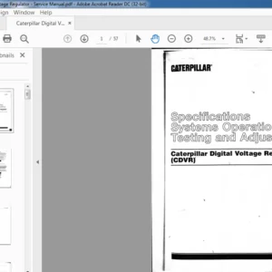 Caterpillar Digital Voltage Regulator Specification Systems Operation Testing & Adjusting Manual - PDF DOWNLOAD