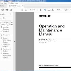 Caterpillar TH360B Telehandler Operator and Maintenance Manual - PDF DOWNLOAD