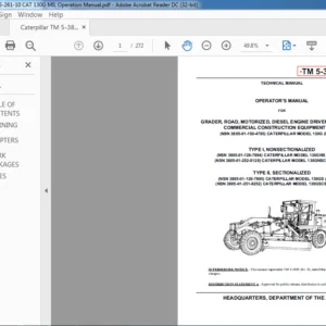 Caterpillar TM 5-3805-261-10 CAT 130G MIL Operator's Manual - PDF DOWNLOAD