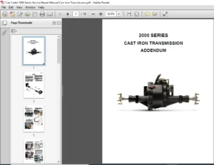 Cub Cadet 2000 Series Cast Iron Transmission Service Repair Manual - PDF DOWNLOAD