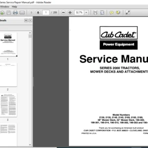 Cub Cadet 2000 Series Service Repair Manual - PDF DOWNLOAD