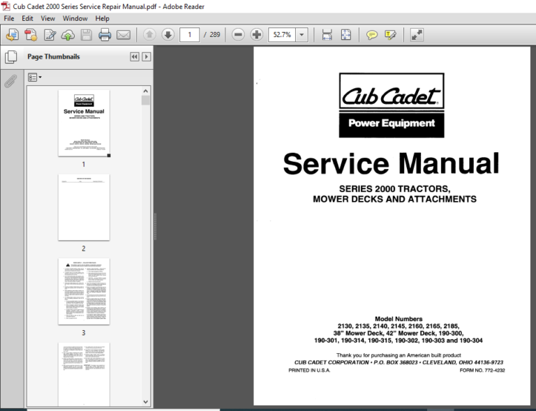 Cub Cadet Repair Manuals 8589