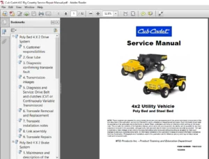 Cub Cadet 4X2 Big Country Service Repair Manual - PDF DOWNLOAD