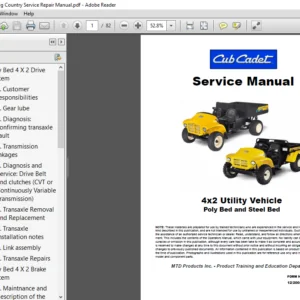Cub Cadet 4X2 Big Country Service Repair Manual - PDF DOWNLOAD