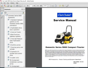 Cub Cadet 5000 Series Compact Tractor Service Repair Manual - PDF DOWNLOAD