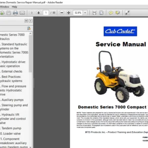 Cub Cadet Domestic 7000 Series Compact Tractor Service Repair Manual - PDF DOWNLOAD