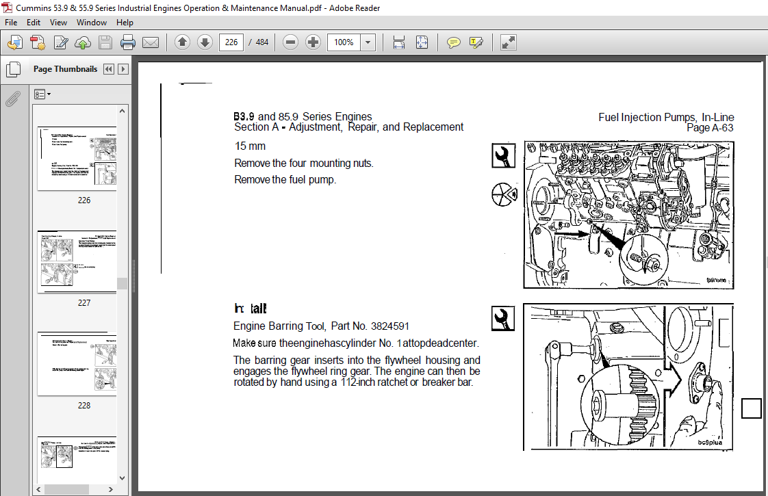 Cummins 53 9 & 55 9 Series Industrial Engines Operation & Maintenance ...