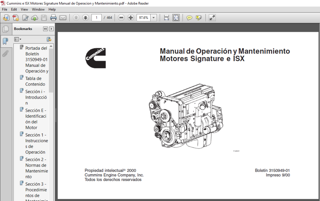 Cummins e ISX Motores Signature Manual de Operacion y Mantenimiento ...