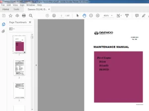 Daewoo D1146, D1146TI, DE08TIS Diesel Engine Maintenance Manual - PDF DOWNLOAD
