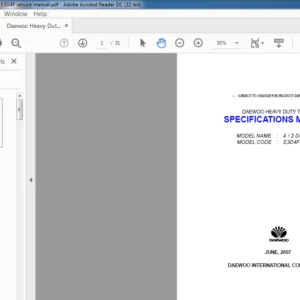 Daewoo Heavy Duty Truck E3D4F Specification Manual - PDF DOWNLOAD
