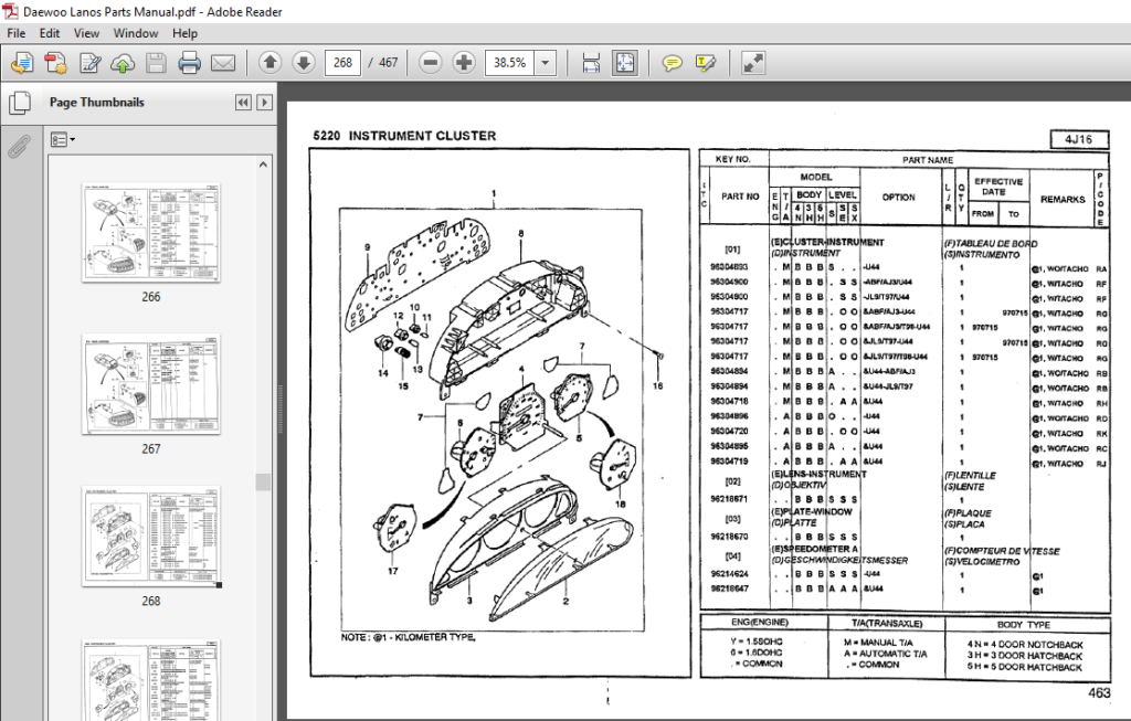 Daewoo Lanos Parts Manual - PDF DOWNLOAD ~ HeyDownloads - Manual Downloads