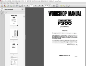 Daihatsu Feroza F300 HD Engine Workshop Service  Manual - PDF DOWNLOAD