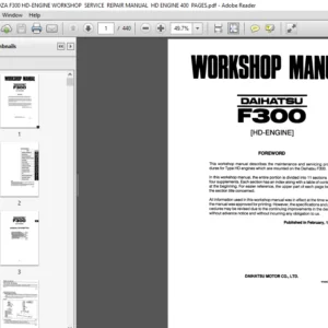 Daihatsu Feroza F300 HD Engine Workshop Service  Manual - PDF DOWNLOAD