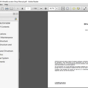 Doosan DX140X DX160W Wheel Excavator Shop Manual - PDF DOWNLOAD