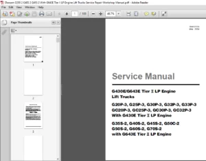 Doosan G355-2 G40S-2 G45S-2 With G643E Tier II LP Engine Lift Trucks Service Manual - PDF DOWNLOAD