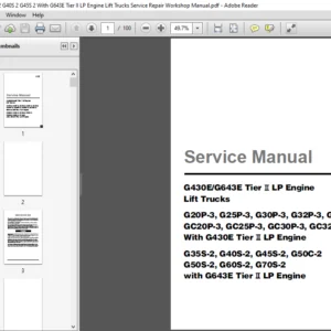 Doosan G355-2 G40S-2 G45S-2 With G643E Tier II LP Engine Lift Trucks Service Manual - PDF DOWNLOAD