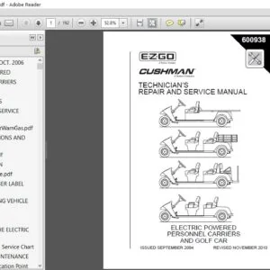 EZGO TEXTRON ELECTRIC POWERED PERSONNEL CARRIERS AND GOLF CAR REPAIR AND SERVICE MANUAL  - PDF