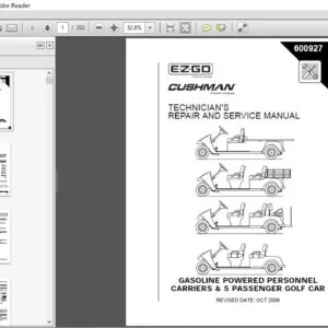 EZGO TEXTRON GASOLINE POWERED PERSONNEL CARRIERS 5 PASSENGER GOLF CAR REPAIR AND SERVICE MANUAL -PDF