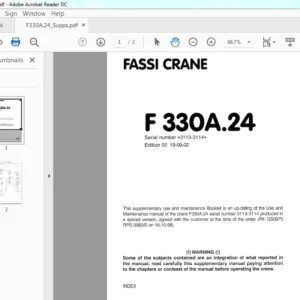 Fassi Crane F 330A.24 Supplementary Use & Maintenance Manual - PDF DOWNLOAD