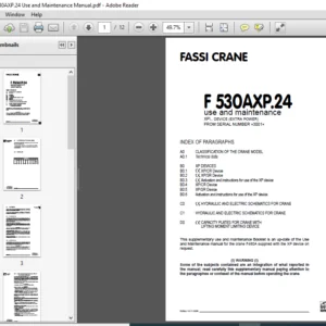 Fassi Crane F 530AXP.24 Use and Maintenance Manual - PDF DOWNLOAD
