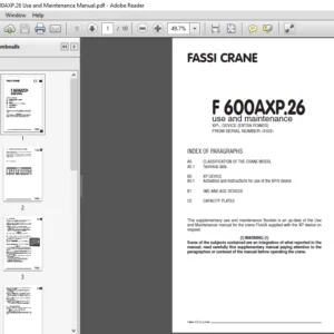 Fassi Crane F 600AXP.26 Use and Maintenance Manual - PDF DOWNLOAD
