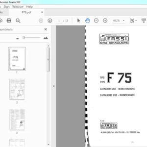 Fassi GRU IDRAULICHE F75 Catalogue Use-Maintenance Manual - PDF DOWNLOAD