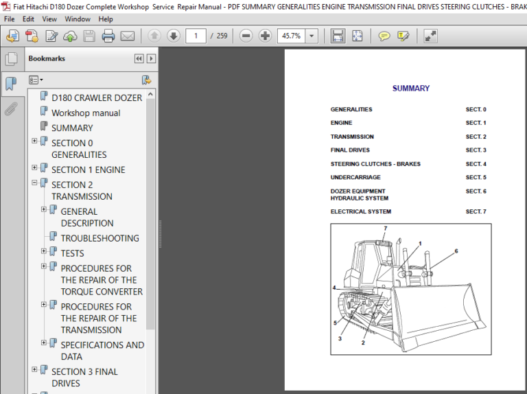 Fiat Hitachi D180 Crawler Dozer Service Repair Manual - PDF DOWNLOAD ...