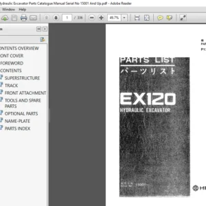 Hitachi Ex120 Hydraulic Excavator Parts Catalogue Manual - PDF DOWNLOAD