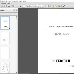 Hitachi UH07-3 Excavator Operators Manual - PDF DOWNLOAD